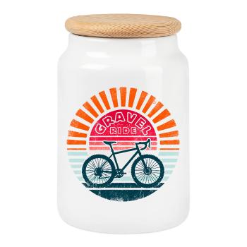Vintage Gravel RIDE - Keksdose mit Holzdeckel - Weiß - Vorne