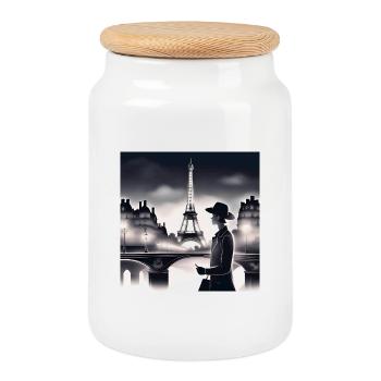 Paris, France, capitale de la France - Boîte à biscuits avec couvercle en bois - blanc - Devant
