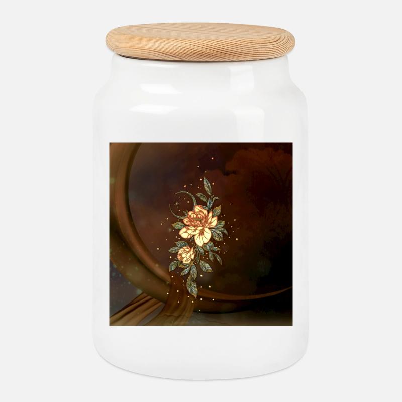 Wunderbare, elegante Blume. - Keksdose mit Holzdeckel - Weiß