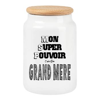 Mon Super Pouvoir Etre Grand Mère Mamie - Boîte à biscuits avec couvercle en bois - blanc - Devant