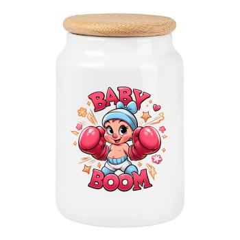 Baby Boom - Cookie Jar with Wooden Lid - white - Front