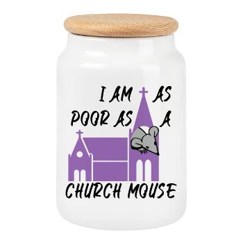 I am as poor as a church mouse - Keksdose mit Holzdeckel - Weiß - Vorne
