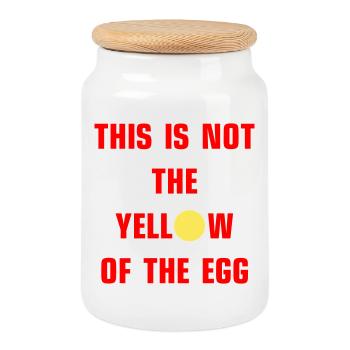 This is not the yellow of the egg - Keksdose mit Holzdeckel - Weiß - Vorne