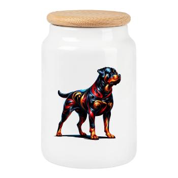 Design de chien Rottweiler Allemagne - Boîte à biscuits avec couvercle en bois - blanc - Devant
