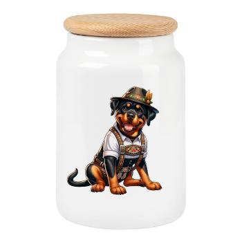 Rottweiler dogs Bayern design - Cookie Jar with Wooden Lid - white - Front