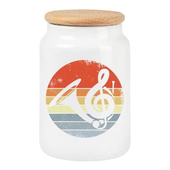 Waldhorn Skizze Vintage Look - Keksdose mit Holzdeckel - Weiß - Vorne