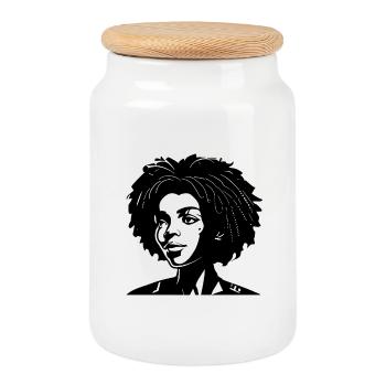 Beautiful Black Woman Illustration - Keksdose mit Holzdeckel - Weiß - Vorne