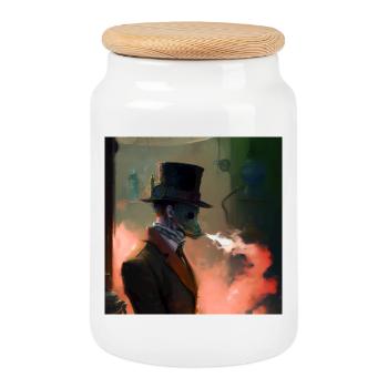 Smoking 01 - Boîte à biscuits avec couvercle en bois - blanc - Devant