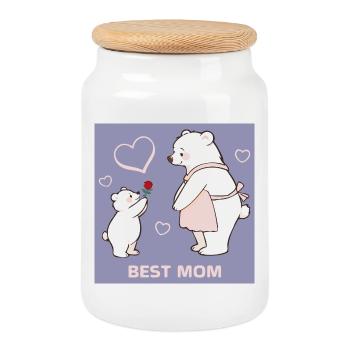 Bären Best Mom Muttertag - Keksdose mit Holzdeckel - Weiß - Vorne