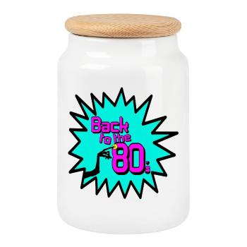 Chemise de fête à thème rétro amusant des années 80, années 80 (25) - Boîte à biscuits avec couvercle en bois - blanc - Devant