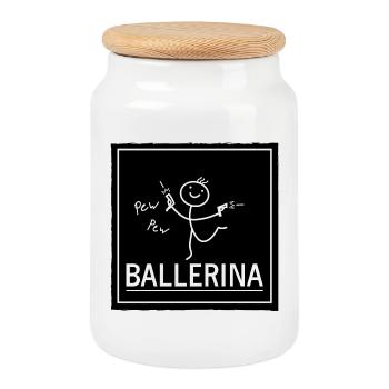 ballerina Zeichenfläche - Keksdose mit Holzdeckel - Weiß - Vorne