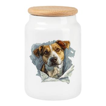 Dog Dogs Dog Head Dog Lovers Dog Owners - Cookie Jar with Wooden Lid - white - Front