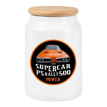 SUPERCAR - Boîte à biscuits avec couvercle en bois - blanc - Devant