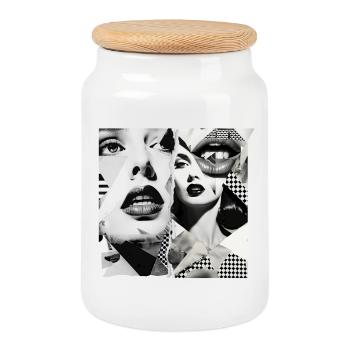 Conception de fragments d’images - Boîte à biscuits avec couvercle en bois - blanc - Devant