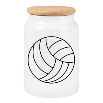 Volley-ball - Boîte à biscuits avec couvercle en bois - blanc - Devant