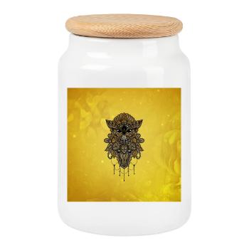 Elegante goldene Steampunk-Eule. - Keksdose mit Holzdeckel - Weiß - Vorne