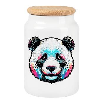 Panda - Cookie Jar with Wooden Lid - white - Front