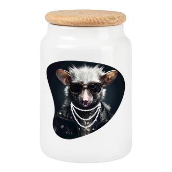 Opossum de roche dure - Boîte à biscuits avec couvercle en bois - blanc - Devant