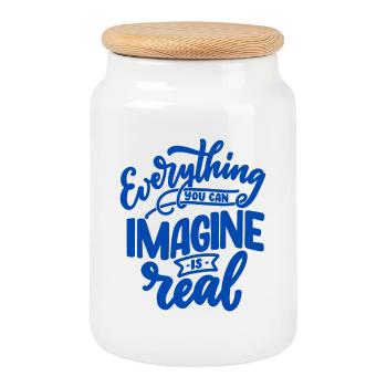 Everything is real - Cookie Jar with Wooden Lid - white - Front