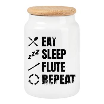 Dicton de flûte - Boîte à biscuits avec couvercle en bois - blanc - Devant