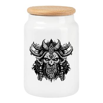 Pagan Tribal Demon - Keksdose mit Holzdeckel - Weiß - Vorne