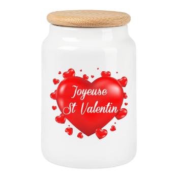 Coeur st valentin - Boîte à biscuits avec couvercle en bois - blanc - Devant