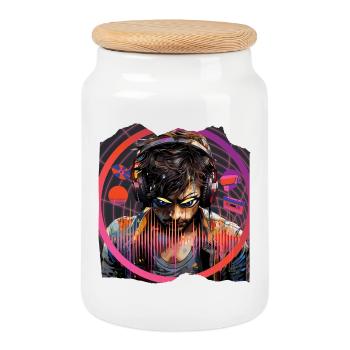 Pop Art Musical - Cookie Jar with Wooden Lid - white - Front