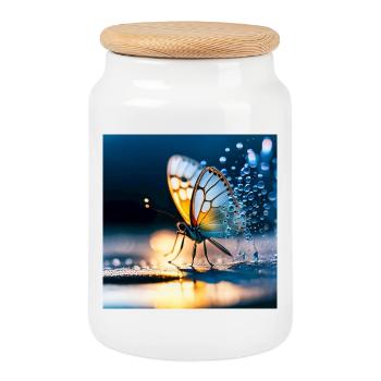 Schmetterling - Keksdose mit Holzdeckel - Weiß - Vorne