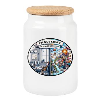 Je ne suis pas fou – la réalité est différente - Boîte à biscuits avec couvercle en bois - blanc - Devant