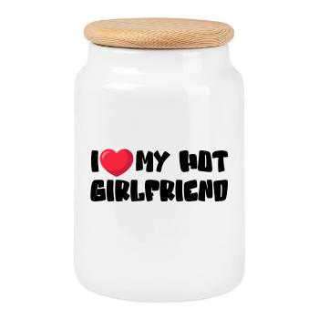 I Love My Hot Girlfriend - Keksdose mit Holzdeckel - Weiß - Vorne