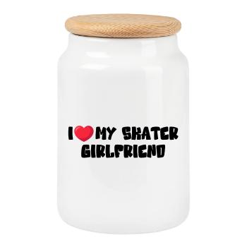 I Love My Skater Girlfriend - Keksdose mit Holzdeckel - Weiß - Vorne