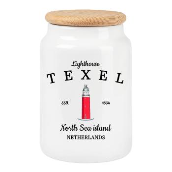 Texel, île de la mer du Nord aux Pays-Bas Dessin - Boîte à biscuits avec couvercle en bois - blanc - Devant