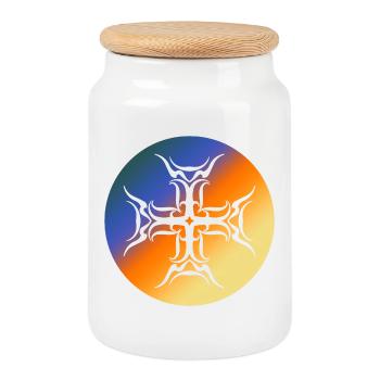 Roundel Tribal Cross Colorful Gradient T-Shirt - Cookie Jar with Wooden Lid - white - Front
