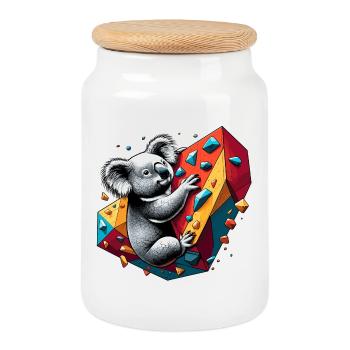 Bouldern Koala Geschenk - Keksdose mit Holzdeckel - Weiß - Vorne