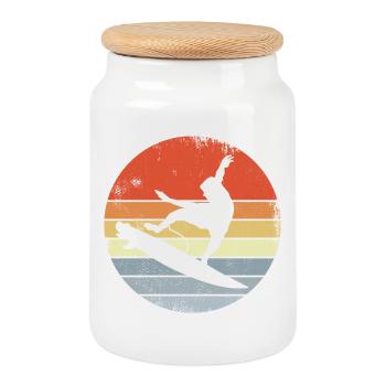 Surf Vintage Look - Boîte à biscuits avec couvercle en bois - blanc - Devant