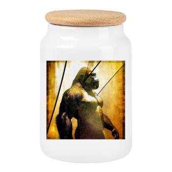 Gorilla 03 - K - Cookie Jar with Wooden Lid - white - Front