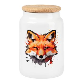 Niedlicher Fuchs - Keksdose mit Holzdeckel - Weiß - Vorne