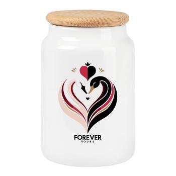 Schwanenherz Forever Yours Love - Keksdose mit Holzdeckel - Weiß - Vorne