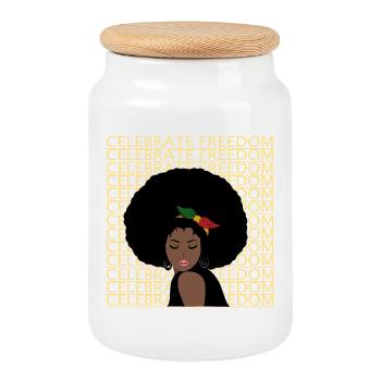 Journée de la liberté Juneteenth - Boîte à biscuits avec couvercle en bois - blanc - Devant