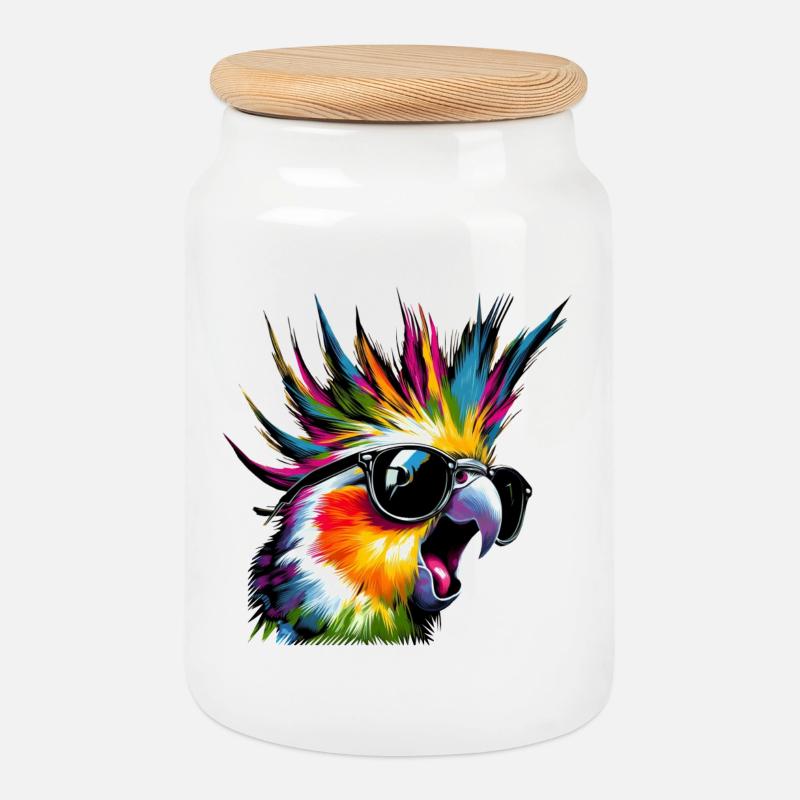 Crazy Nymph (01) - Cookie Jar with Wooden Lid - white