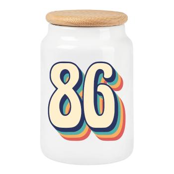 Vintage Retro T-Shirt Number 86 Eighty Six - Cookie Jar with Wooden Lid - white - Front