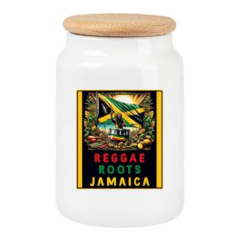 Reggae roots Jamaïque - Boîte à biscuits avec couvercle en bois - blanc - Devant