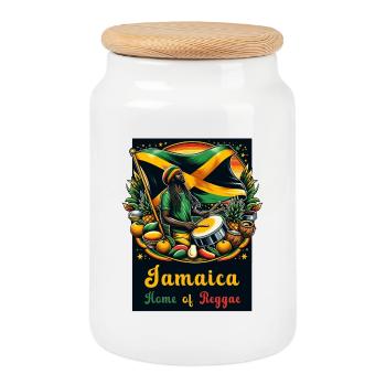 La Jamaïque, berceau du reggae - Boîte à biscuits avec couvercle en bois - blanc - Devant