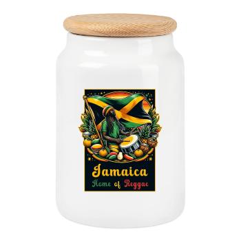 Jamaica home of reggae - Cookie Jar with Wooden Lid - white - Front