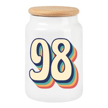 T-Shirt rétro Vintage numéro 98, quatre-vingt-dix-huit - Boîte à biscuits avec couvercle en bois - blanc - Devant