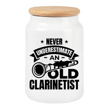 Grand-père clarinettiste - Boîte à biscuits avec couvercle en bois - blanc - Devant