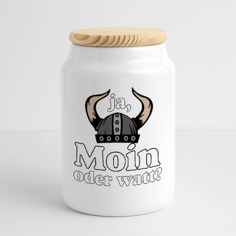 Ja Moin oder Watt? Nordisch Humor Boîte à biscuits avec couvercle en bois