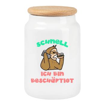 Egal Lustige Sprüche Ist Mir Wurscht Relax - Keksdose mit Holzdeckel - Weiß - Vorne