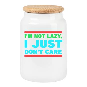 Je m’en fiche chill déclaration attitude indifférente - Boîte à biscuits avec couvercle en bois - blanc - Devant