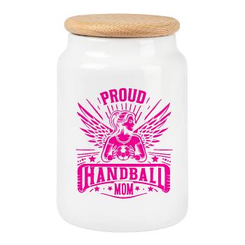 Proud Handball Mom Meister Winner - Keksdose mit Holzdeckel - Weiß - Vorne